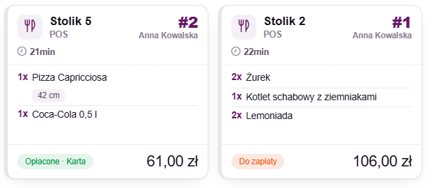 Karty rachunków: opłacony i do zapłaty