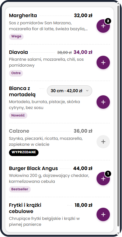 Styl produktów Bez obrazu – lista na telefonie