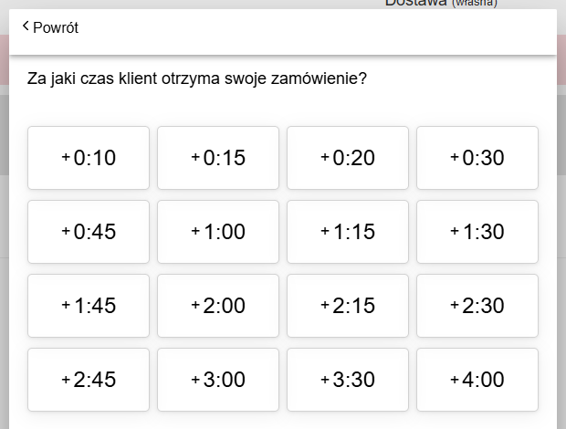 Wybór czasu realizacji przy przyjmowaniu zamówienia
