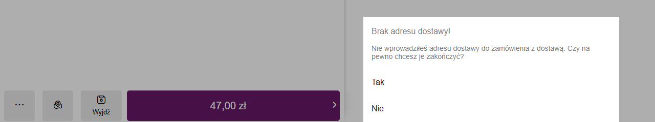 Ostrzeżenie Brak adresu dostawy przy próbie płatności