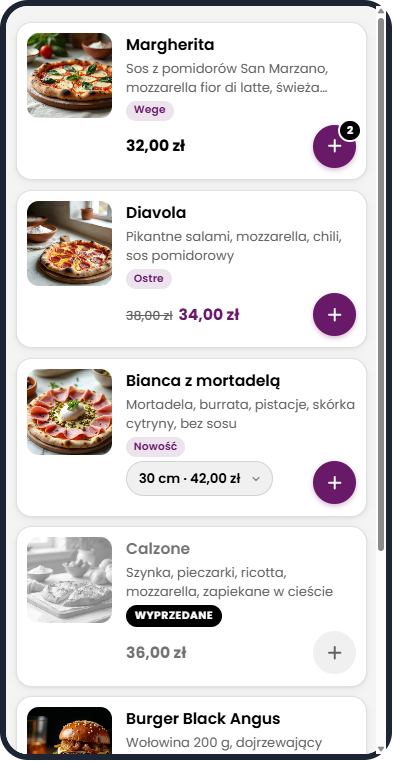 Styl produktów Lekki – lista na telefonie