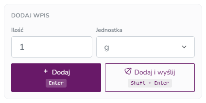 Przycisk Dodaj i wyślij na ostatniej pozycji