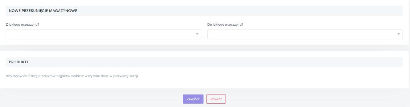 Nowe przesunięcie magazynowe