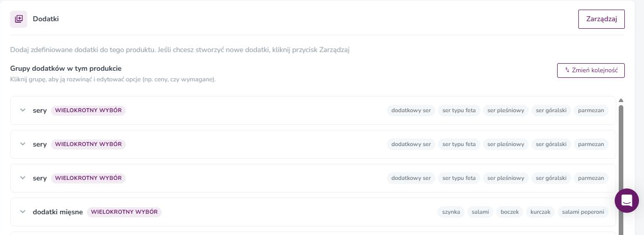 Zakładka Dodatki
