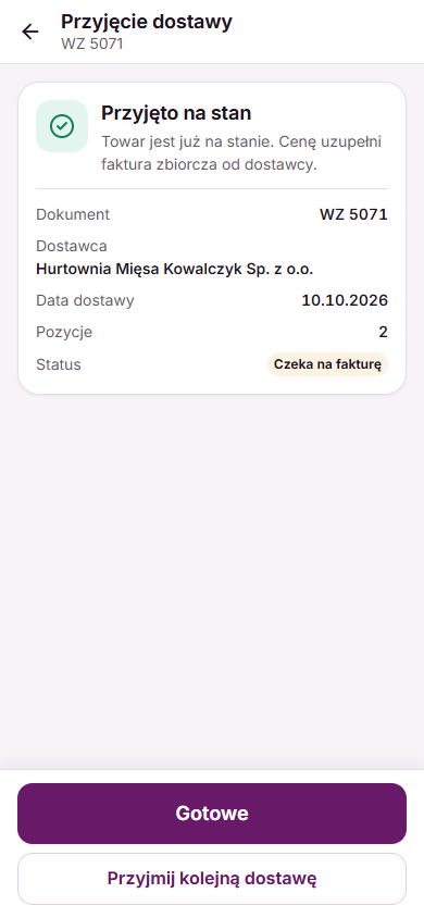 Potwierdzenie przyjęcia dostawy