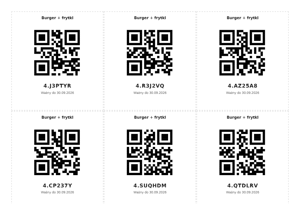 Arkusz PDF z kodami QR do wycięcia